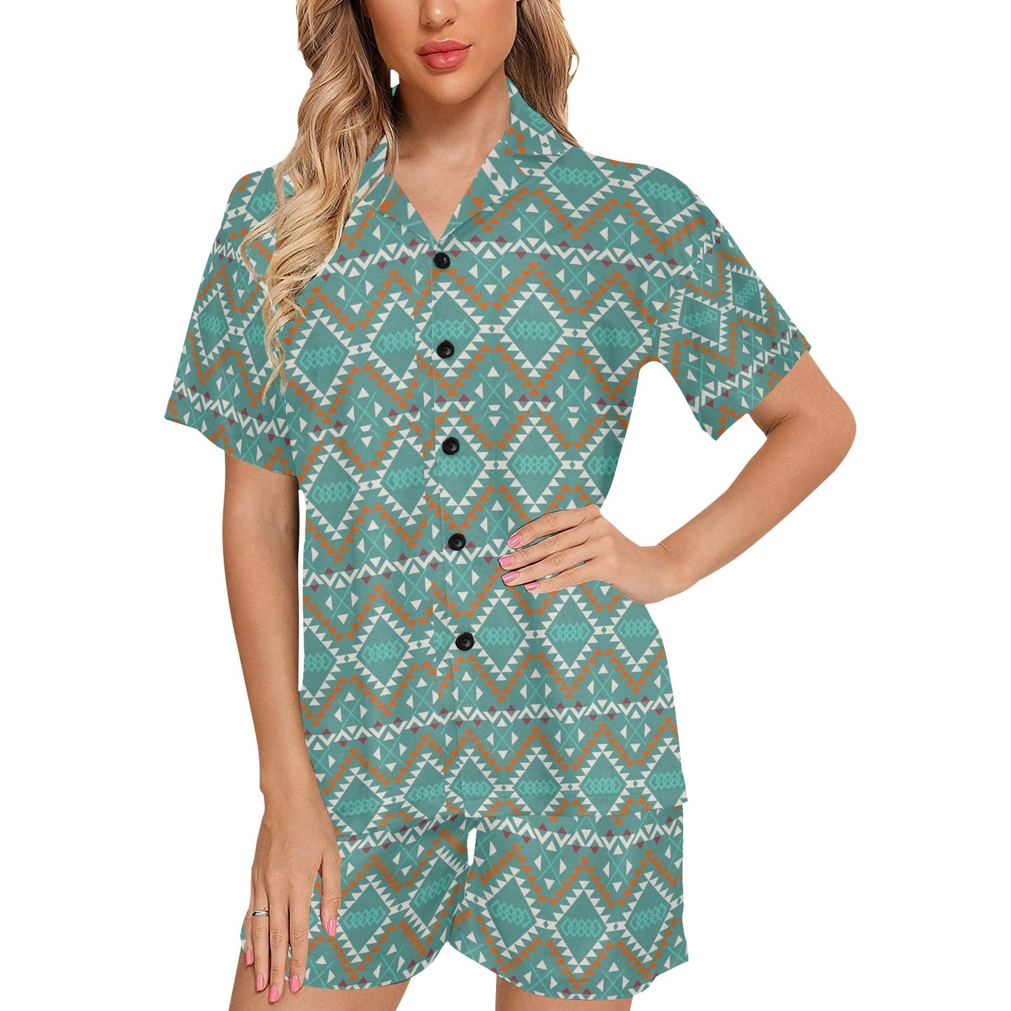 Baha Ranch Turquoise Aztec Western Women's Pajama Set