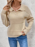 Perfee Johnny Collar Dropped Shoulder Sweater - Trendsi