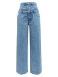 Faux Layered High Waist Jeans - Trendsi
