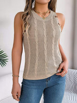 Cable-Knit Round Neck Vest - Trendsi - Flyclothing LLC