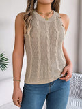 Cable-Knit Round Neck Vest - Trendsi