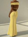 Backless Off-Shoulder Bodycon Mermaid Maxi Dress - Trendsi - Flyclothing LLC