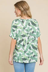 BOMBOM Lightweight Printed Round Neck Short Sleeve T-Shirt - Trendsi - Flyclothing LLC