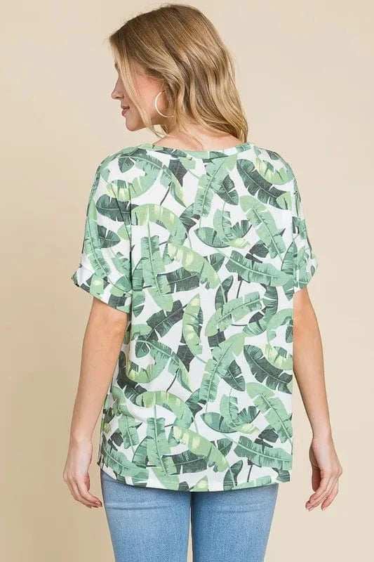 BOMBOM Lightweight Printed Round Neck Short Sleeve T-Shirt - Trendsi - Flyclothing LLC