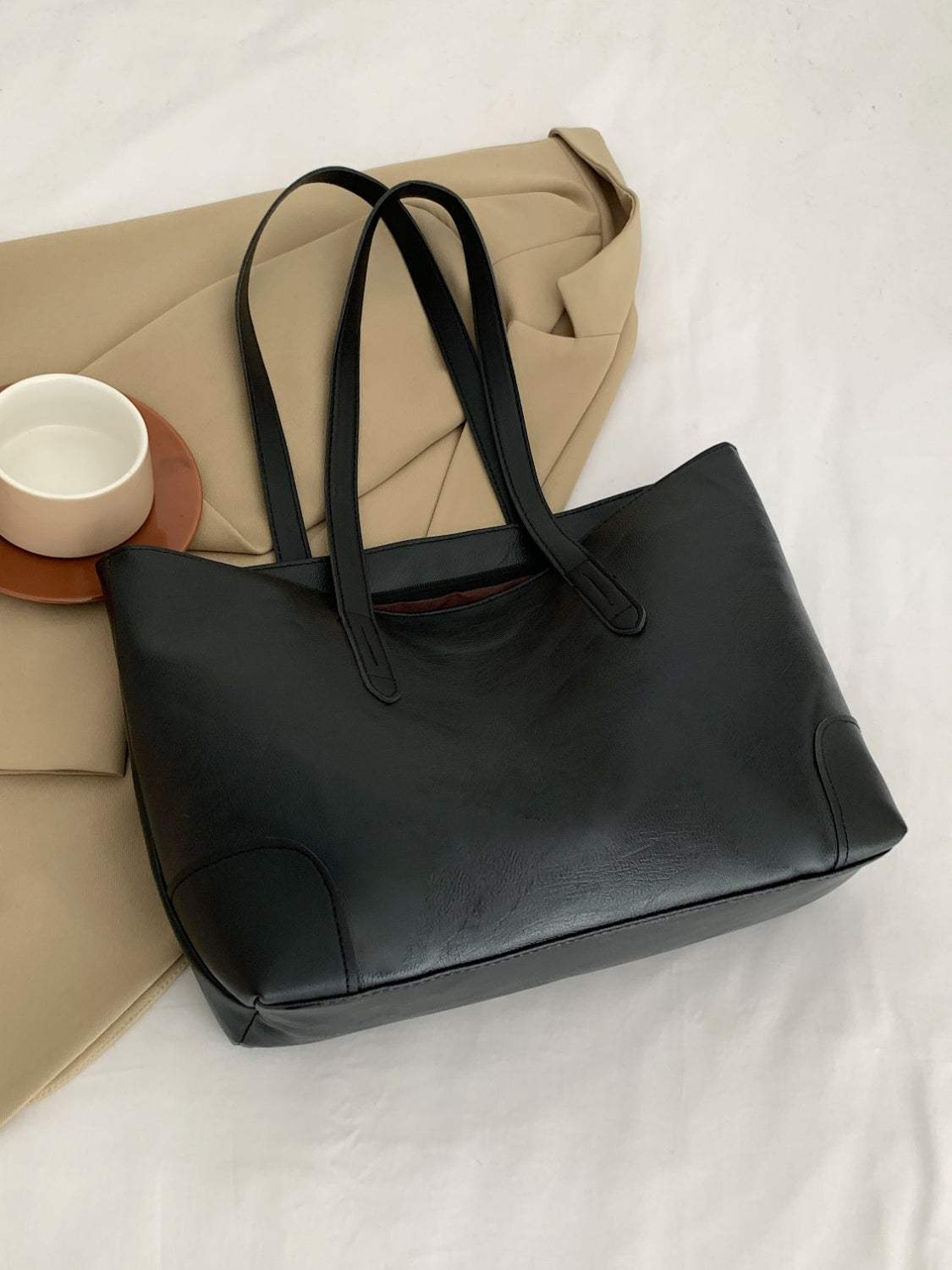 PU Leather Medium Tote Bag - Trendsi - Flyclothing LLC