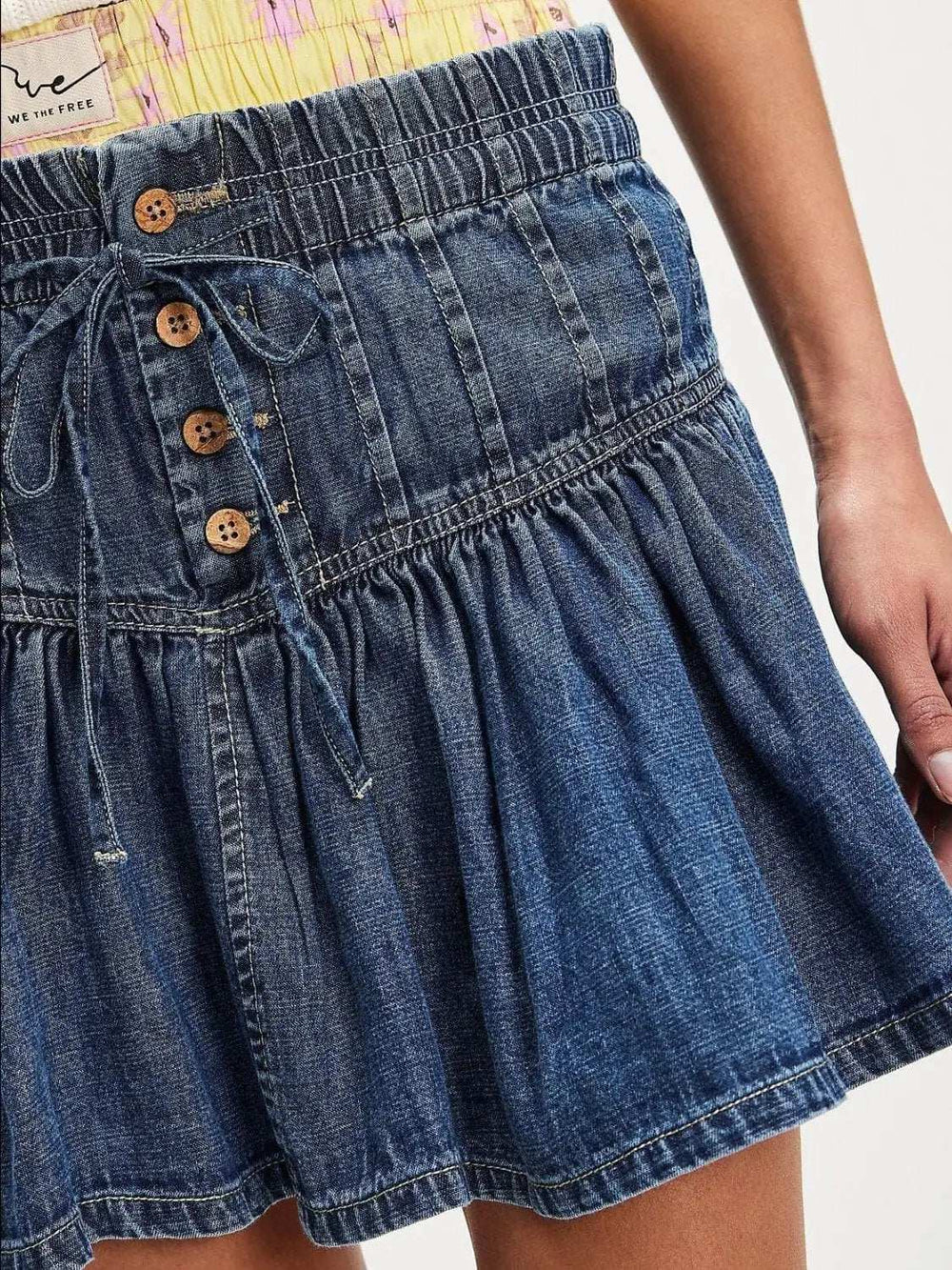 Buttoned Ruffled Mini Denim Skirt - Trendsi - Flyclothing LLC