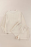 Round Neck Long Sleeve Top and Shorts Set - Trendsi - Flyclothing LLC