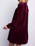 Frill Notched Long Sleeve Dress with Pockets - Trendsi - Flyclothing LLC