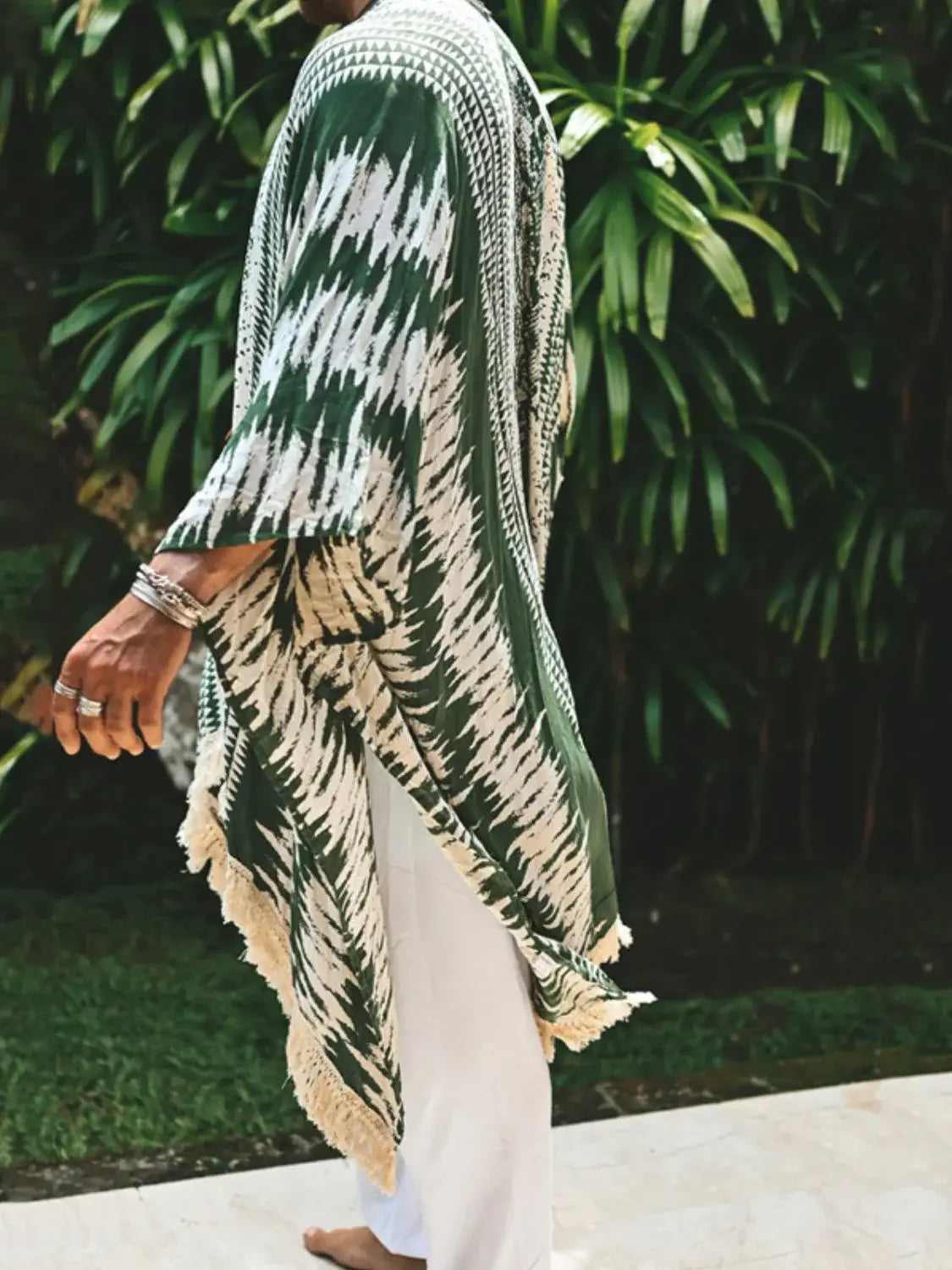 Men's Full Size Fringe Open Front Cover-Up Plus Size - Trendsi - Flyclothing LLC