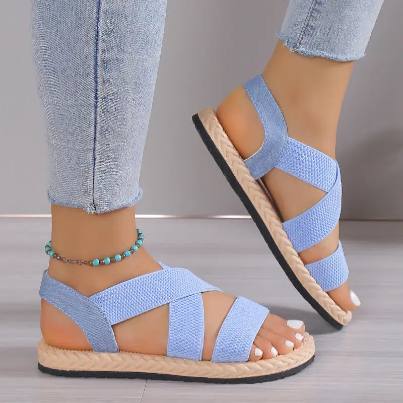 Open Toe Flats Sandals - Trendsi - Flyclothing LLC