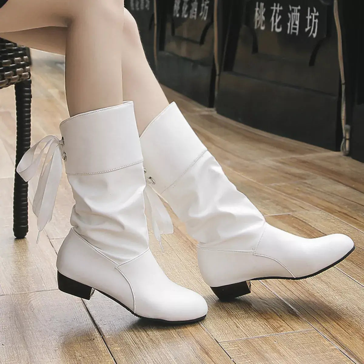Round Toe Block Heels Boots - Trendsi - Flyclothing LLC