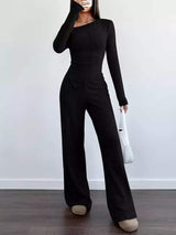 Chic One-Shoulder Asymmetrical Top and Wide-Leg Pants Set - Trendsi - Flyclothing LLC