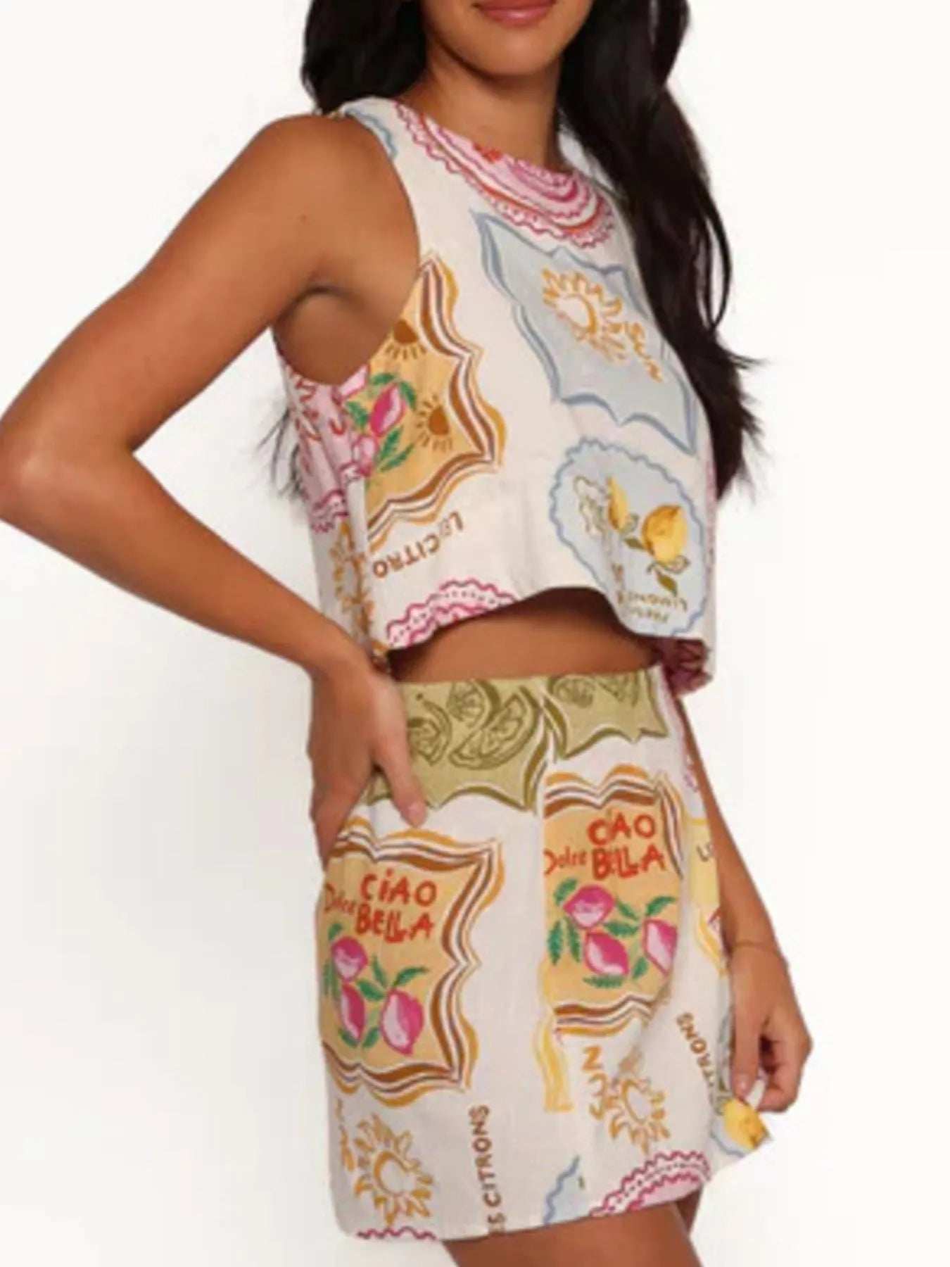 Printed Tank and Skort Two-Piece Set - Trendsi - Flyclothing LLC