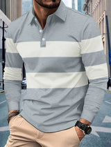Men's Full Size Collared Contrast Striped Polo Plus Size - Trendsi - Flyclothing LLC
