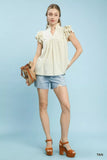 Umgee Ruffled Sleeve Textured Blouse - Trendsi - Flyclothing LLC