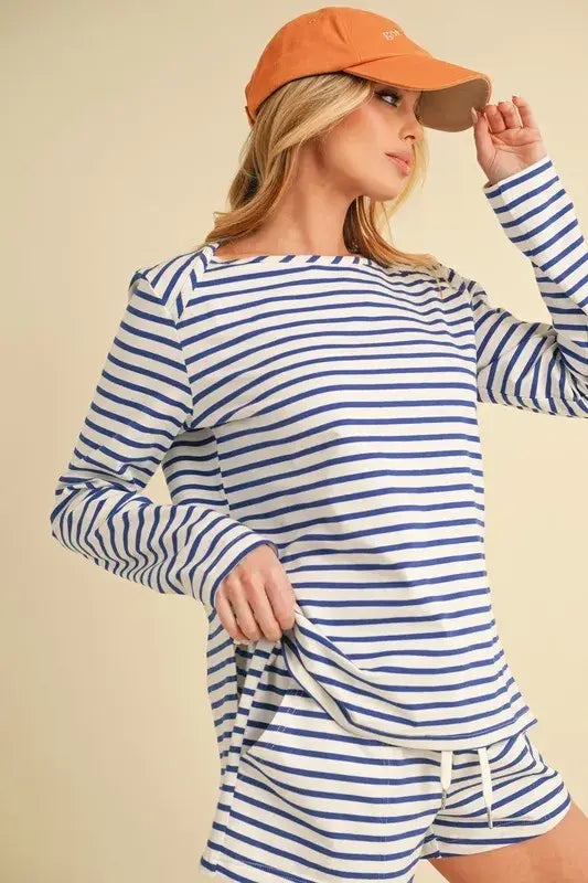 Aemi+Co Drawstring Contrast Striped Shorts - Trendsi - Flyclothing LLC