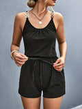 Pocketed Buckle Trim Scoop Neck Romper - Trendsi - Flyclothing LLC