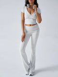 Devine Short Sleeve Top and Bootcut Legging Set - Trendsi