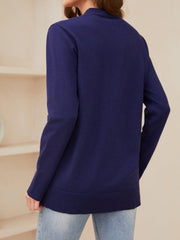 Pocketed Button Up Long Sleeve Cardigan - Trendsi