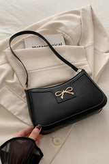 Bow Trim PU Leather Shoulder Bag - Trendsi