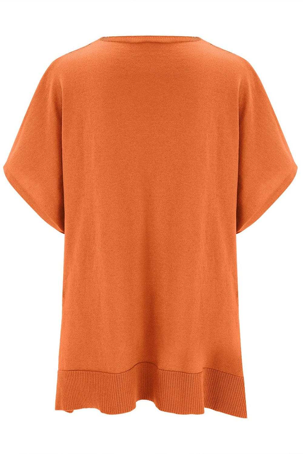 Slit V-Neck Half Sleeve Knit Top - Trendsi - Flyclothing LLC
