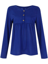 Half Button Long Sleeve T-Shirt - Trendsi - Flyclothing LLC