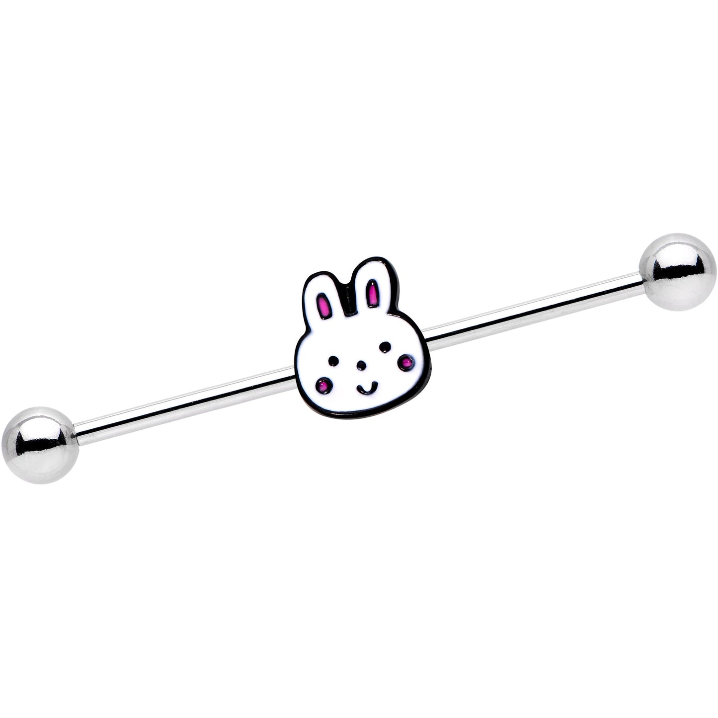 14G White Bunny Rabbit Head Industrial Barbell 38mm - BodyCandy - Flyclothing LLC
