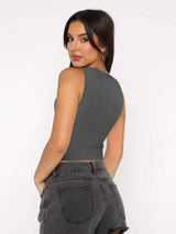 Round Neck Cropped Tank - Trendsi - Flyclothing LLC
