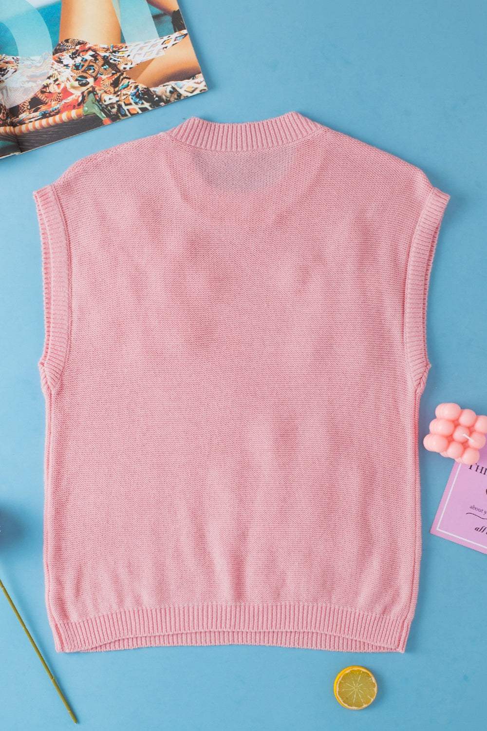 Crochet Flower Round Neck Sweater Vest - Trendsi - Flyclothing LLC