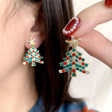 Christmas Tree Rhinestone Earrings - Trendsi - Flyclothing LLC