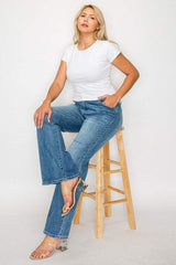 bytos Full Size Cat's Whiskers Mid Rise Bootcut Jeans - Trendsi - Flyclothing LLC