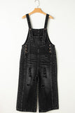 Distressed Wide Strap Denim Overalls - Trendsi