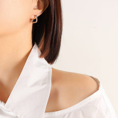 Titanium Steel Geometric Huggie Earrings - Trendsi