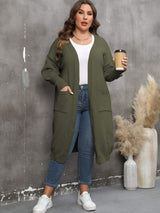 Plus Size Long Sleeve Pocketed Cardigan - Trendsi - Flyclothing LLC