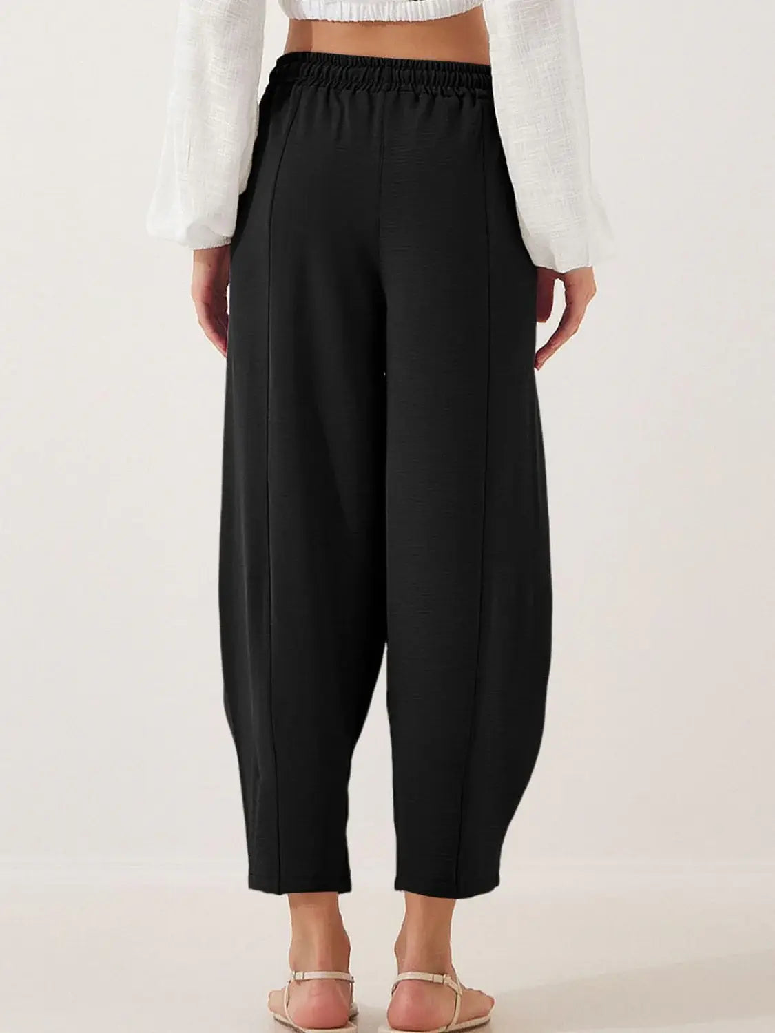 Full Size Drawstring Cropped Jogger Pants Plus Size - Trendsi - Flyclothing LLC