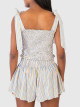 Smocked Tie Shoulder Cami and Shorts Set - Trendsi - Flyclothing LLC