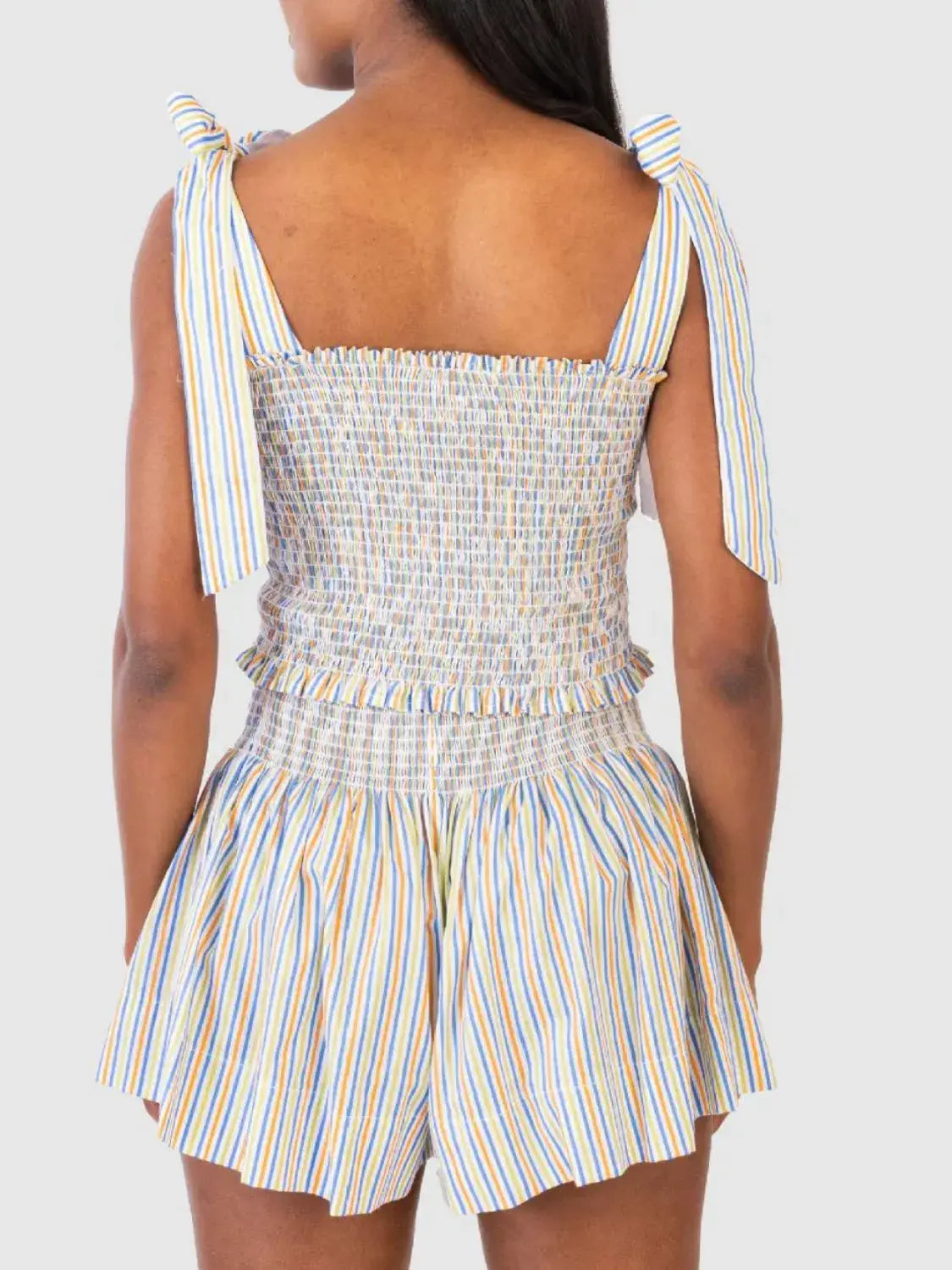 Smocked Tie Shoulder Cami and Shorts Set - Trendsi - Flyclothing LLC
