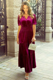 Tiered Notched Short Sleeve Dress with Pockets - Trendsi - Flyclothing LLC