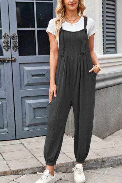 Lovelet Knotted Strap Overalls with Pockets - Trendsi - Flyclothing LLC