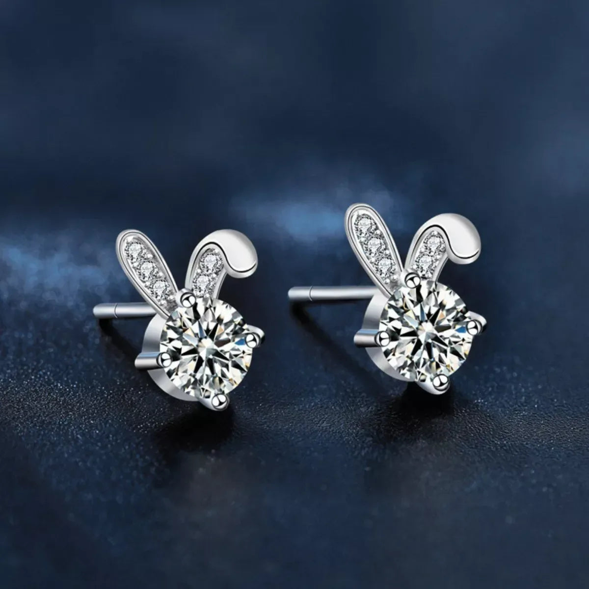 Moissanite 925 Sterling Silver Rabbit Stud Earrings - Trendsi - Flyclothing LLC