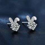 Moissanite 925 Sterling Silver Rabbit Stud Earrings - Trendsi - Flyclothing LLC