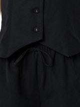 Button Up V-Neck Top and Pocketed Shorts Set - Trendsi - Flyclothing LLC