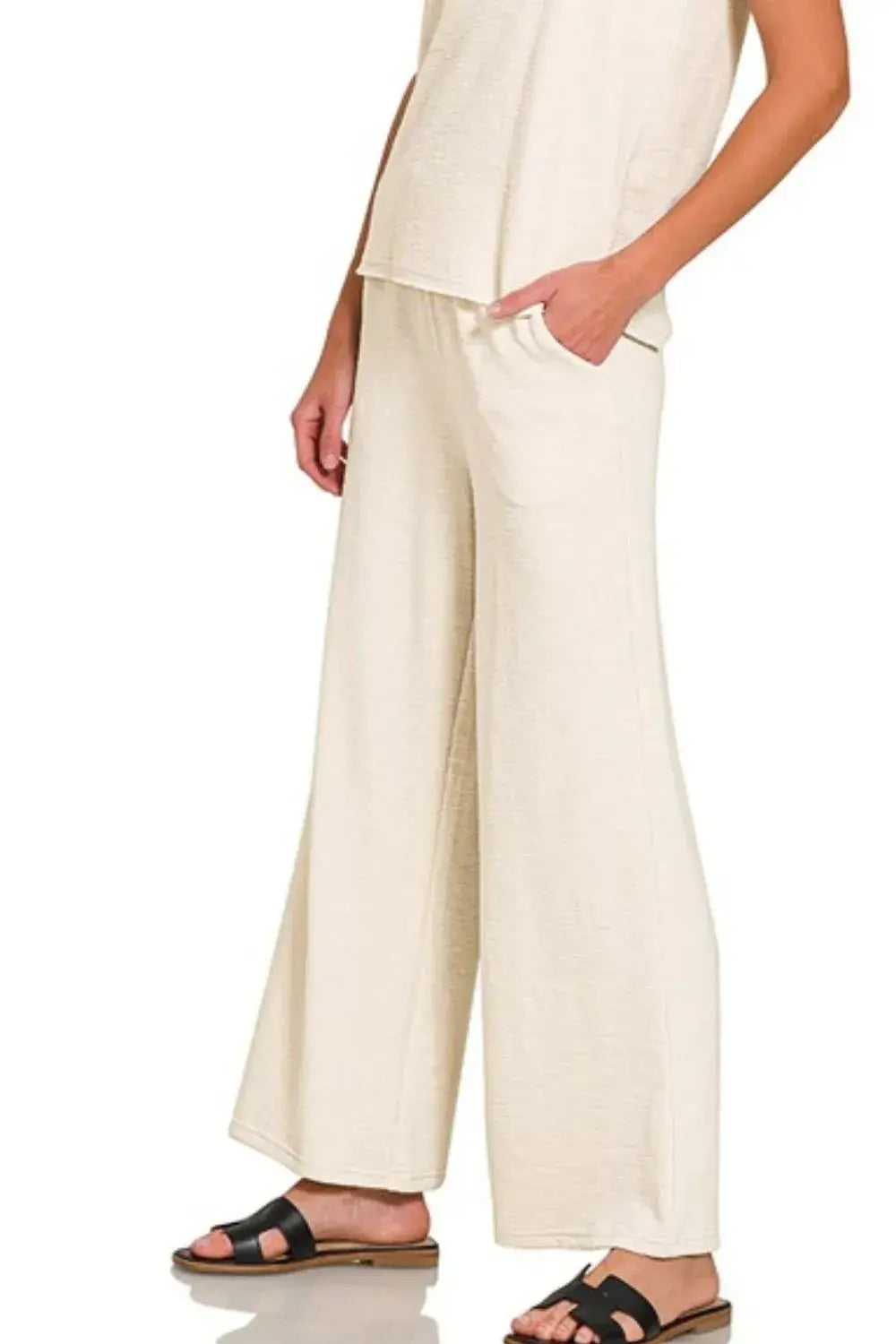 Zenana Cotton Slub Tank & Pants Set - Trendsi - Flyclothing LLC