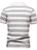Men's Contrast Striped Short Sleeve Polo - Trendsi