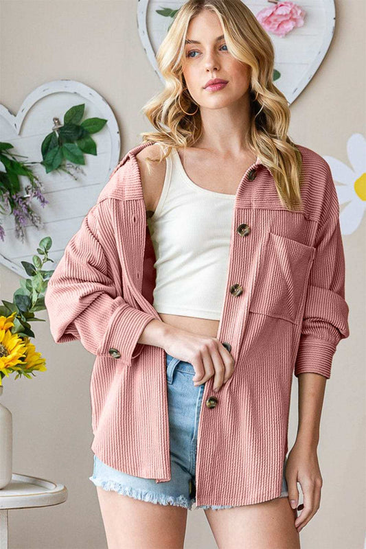 Reborn J Button Up Long Sleeve Shacket - Trendsi - Flyclothing LLC