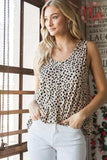 Heimish Full Size Front Button Animal Print Sleeveless Top Plus Size - Trendsi - Flyclothing LLC