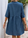 Perfee Button Down Notched Half Sleeve Mini Shirt Dress - Trendsi