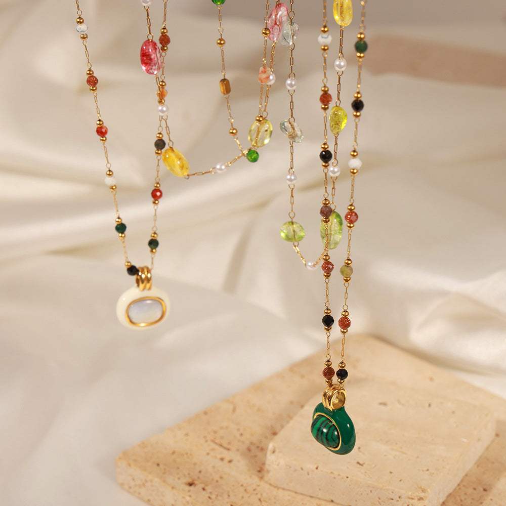 Titanium Steel Gold-plated Bead Necklace - Trendsi - Flyclothing LLC