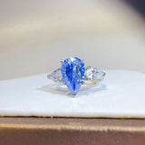 2 Carat 925 Sterling Silver Moissanite Teardrop Shape Ring - Trendsi