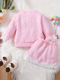 Children's Lace Detail Top and Skirt Set - Trendsi